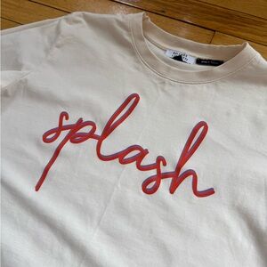 Cream T-Shirt with Red 'Splash' Graphic Galleries Lafayette brand